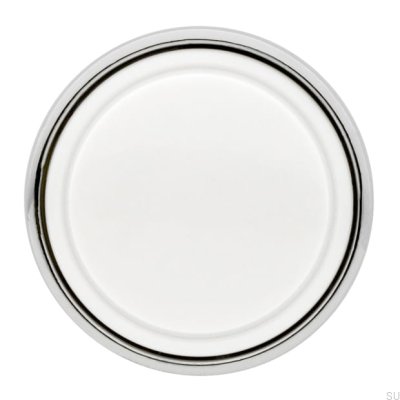 Gałka meblowa 1971 30 Srebrna Polerowana z Białym