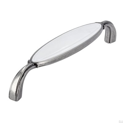 Uchwyt meblowy podłużny 1973 128 Antyczny Srebrny z Białym