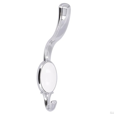 Wieszak ścienny 1980 Chrom Polerowany z Białym