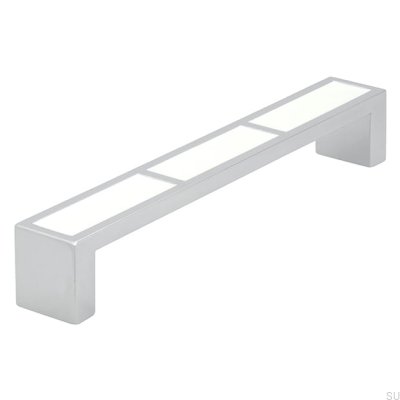 Uchwyt meblowy podłużny 2014 128 Chrom Polerowany z Białym