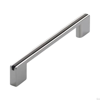 Uchwyt meblowy podłużny 2170 128/160 Chrom Polerowany z Czarnym