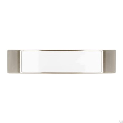 Uchwyt meblowy podłużny 2184 96 Srebrny Szczotkowany z Białym