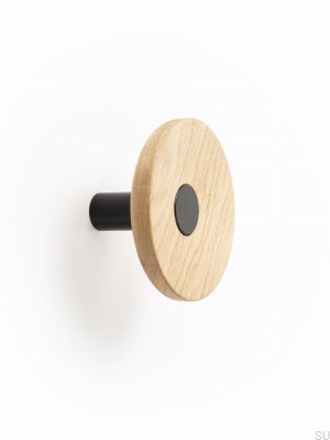 Wieszak ścienny Zoot 90 Drewniany Dębowy z Czarnym Eco