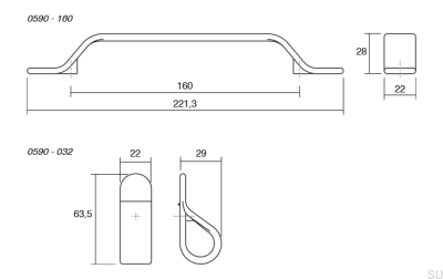 Uchwyt meblowy podłużny Belt 160 Metalowy Czarny Mat