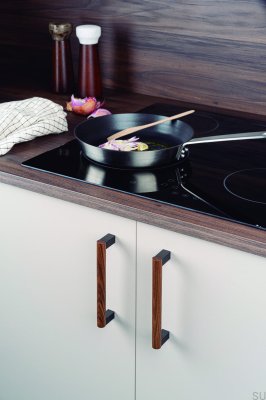 Uchwyt meblowy podłużny Eto 320 Drewniany Orzech Włoski z Szarym Aluminium