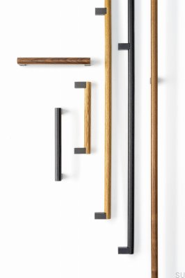 Uchwyt meblowy podłużny Eto 992 Drewniany Orzech Włoski z Szarym Aluminium