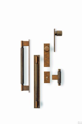 Gałka meblowa z podkładką T-Bar Arpa Plate Aluminiowa Rustykalna Złota