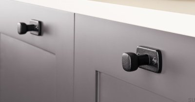 Gałka meblowa z podkładką Firm Metalowa Czarna