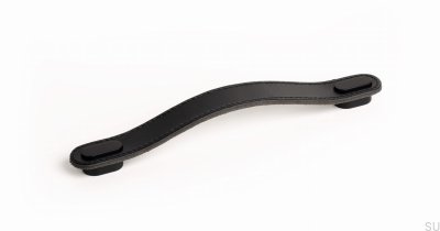 Uchwyt meblowy podłużny Oblong 160 Skórzany Czarny z Czarnym