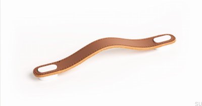 Uchwyt meblowy podłużny Oblong Beżowy Skórzany z Białym