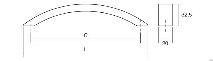 0312192L24--Uchwyt-meblowy-podłużny-Arko-192-Aluminiowy-Srebrny-Szczotkowany-Viefe-Skandynawskie-Uchwyty-rysunek-techniczny