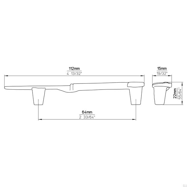 1053--Uchwyt-meblowy-podłużny-1053-64-Nóż-Antyczny-Srebrny-Viefe-Skandynawskie Uchwyty-rysunek-techniczny