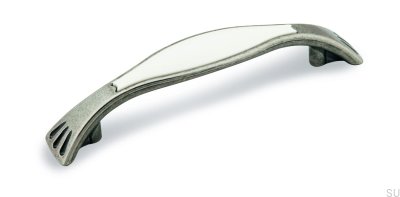 Uchwyt meblowy podłużny 1881 96 Antyczny Srebrny z Białym