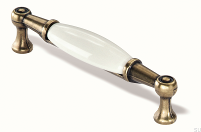 Uchwyt meblowy podłużny 1699 96 PF Antyczny Złoty z Porcelaną