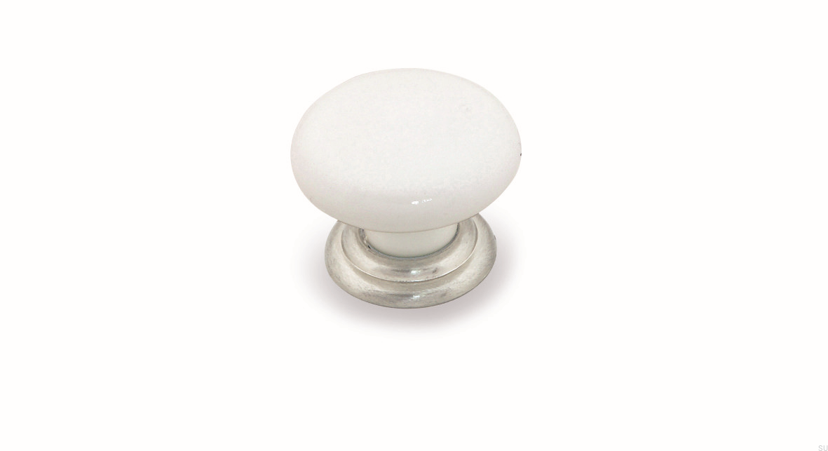 SP65-34White/ZN21--Gałka-meblowa-SP65-Porcelanowa-Biała-ze-Srebrnym-Siro-Skandynawskie-Uchwyty_1