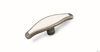 Gałka meblowa 1889 Antyczna Srebrna z Białym