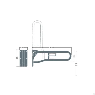 Poręcz toaletowa łukowa uchylna 40134 Stalowa