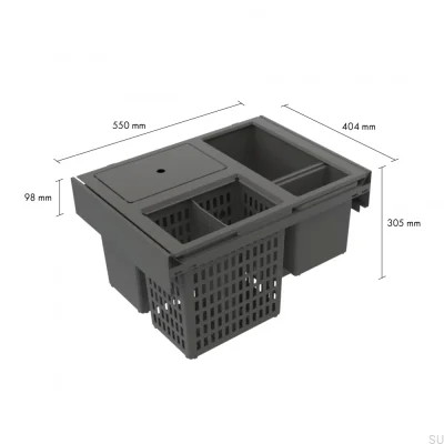 System pojemników do segregacji odpadów Hide 600 Eco Ciemnoszary