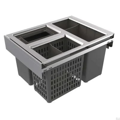 System pojemników do segregacji odpadów Hide 600 Eco Srebrny