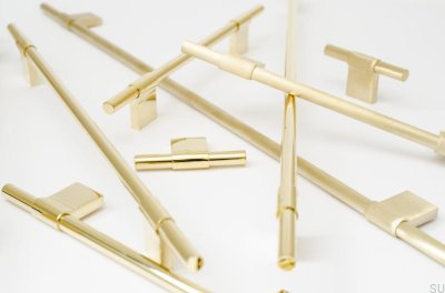 Uchwyt meblowy T-Bar Line 12 Złoty Mosiężny Polerowany Nielakierowany