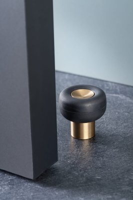 Stopka Stoper do drzwi podłogowy Buggy Aluminiowy Złoty Szczotkowany Cava