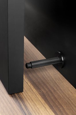 Stopka Stoper do drzwi naścienny Arpa Aluminiowy Czarny Szczotkowany