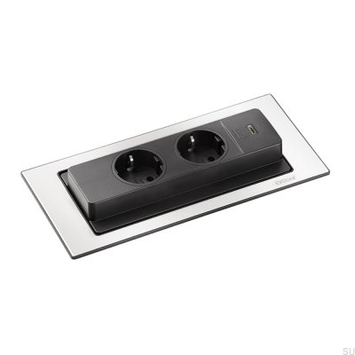 Gniazdo podwójne Backflip z USB-C Srebrne