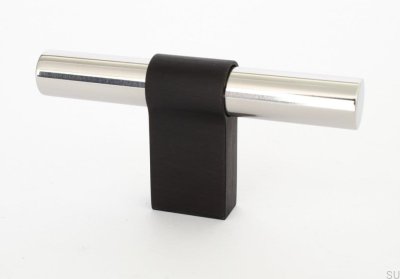 Gałka meblowa T-Bar Line Big Mix 12 Stalowa Polerowana z Czarnym Aluminium