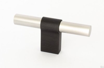 Gałka meblowa T-Bar Line Big Mix 12 Stalowa Szczotkowana z Czarnym Aluminium