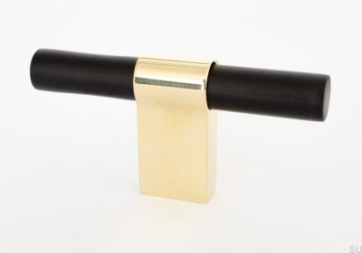 Gałka meblowa T-Bar Line Big Mix 12 Aluminiowa Czarna z Polerowanym Mosiądzem