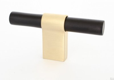 Gałka meblowa T-Bar Line Big Mix 12 Aluminiowa Czarna ze Szczotkowanym Mosiądzem