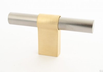 Gałka meblowa T-Bar Line Big Mix 12 Stalowa Szczotkowana ze Szczotkowanym Mosiądzem
