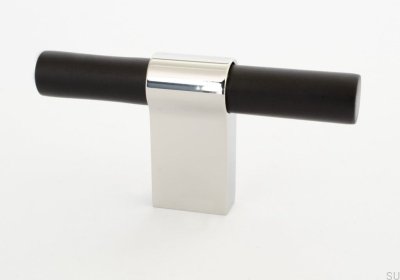 Gałka meblowa T-Bar Line Big Mix 12 Aluminiowa Czarna z Polerowaną Stalą