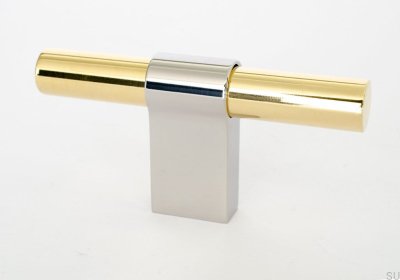 Gałka meblowa T-Bar Line Big Mix 12 Mosiężna Polerowana z Polerowaną Stalą