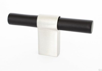 Gałka meblowa T-Bar Line Big Mix 12 Aluminiowa Czarna ze Szczotkowaną Stalą