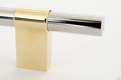 Uchwyt meblowy podłużny Line Big Mix 224 Stalowy Polerowany z Polerowanym Mosiądzem