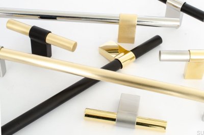 Uchwyt meblowy podłużny Line Big Mix 224 Aluminiowy Czarny z Polerowaną Stalą