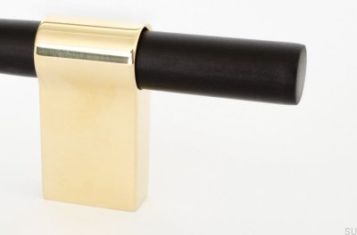 Uchwyt meblowy podłużny Line Big Mix 592 Aluminiowy Czarny z Polerowanym Mosiądzem