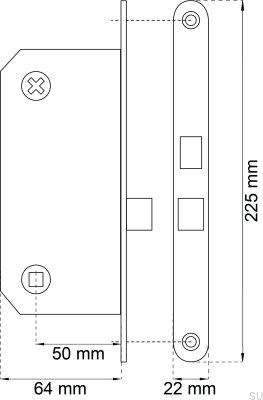 Obudowa zamka z ryglem 69192 Chrom Matowy Standard Skandynawski