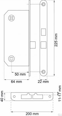 Obudowa zamka z ryglem 69192/69008 Chrom Matowy Standard Skandynawski