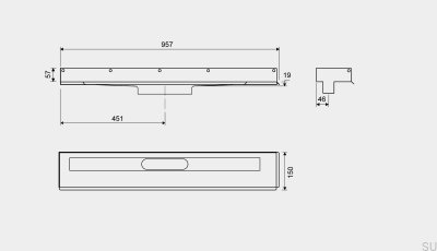 Odpływ liniowy 1002 900 Kołnierz lewy Przyścienny Stalowy