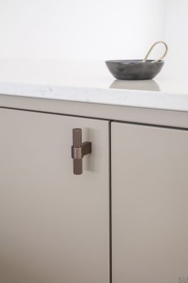 Gałka meblowa T-Bar Helix Stripe Aluminiowa Ciemny Brąz