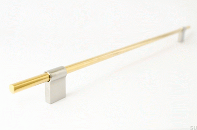 Uchwyt meblowy podłużny Line Mix 342 Mosiężny polerowany nielakierowany z polerowaną stalą