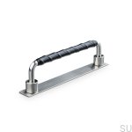 157160SP--Uchwyt-meblowy-podłużny-Asissi-Wrapped-128-Srebrny-Szczotkowany-z-Czarną-Skórą-Teofils-Skandynawskie-Uchwyty_1