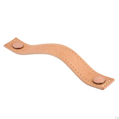 Uchwyt meblowy podłużny Aviano 128 Skórzany Jasny Brązowy z Miedzianym