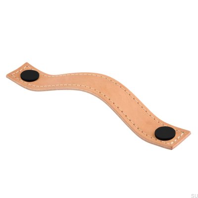 Uchwyt meblowy podłużny Aviano 128 Skórzany Jasny Brązowy z Czarnym