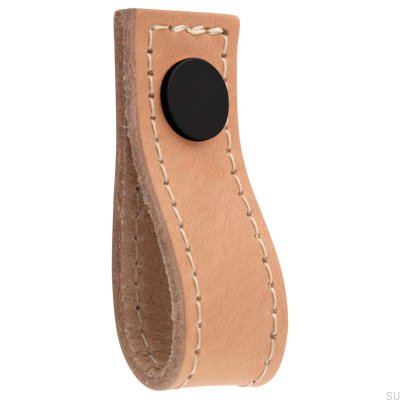 Gałka meblowa Loop Avio Skórzana Jasna Brązowa z Czarnym