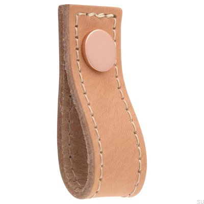 Gałka meblowa Loop Avio Skórzana Jasna Brązowa z Miedzianym