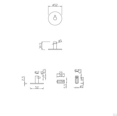 Wieszak ścienny Tours 52-1 Chrom Polerowany 