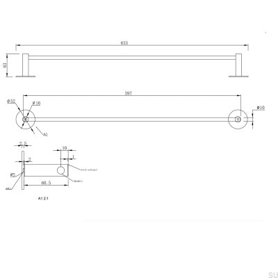 Wieszak na ręczniki Tours Chrom Polerowany
